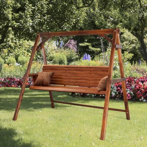 Alt View 7. Winado - 4FT Wooden Porch Swing Frame Only A-Frame Porch Swing Stand w/ Stability Bar, Wood Swing Hanger for Outdoor Garden Patio - Carbonized.