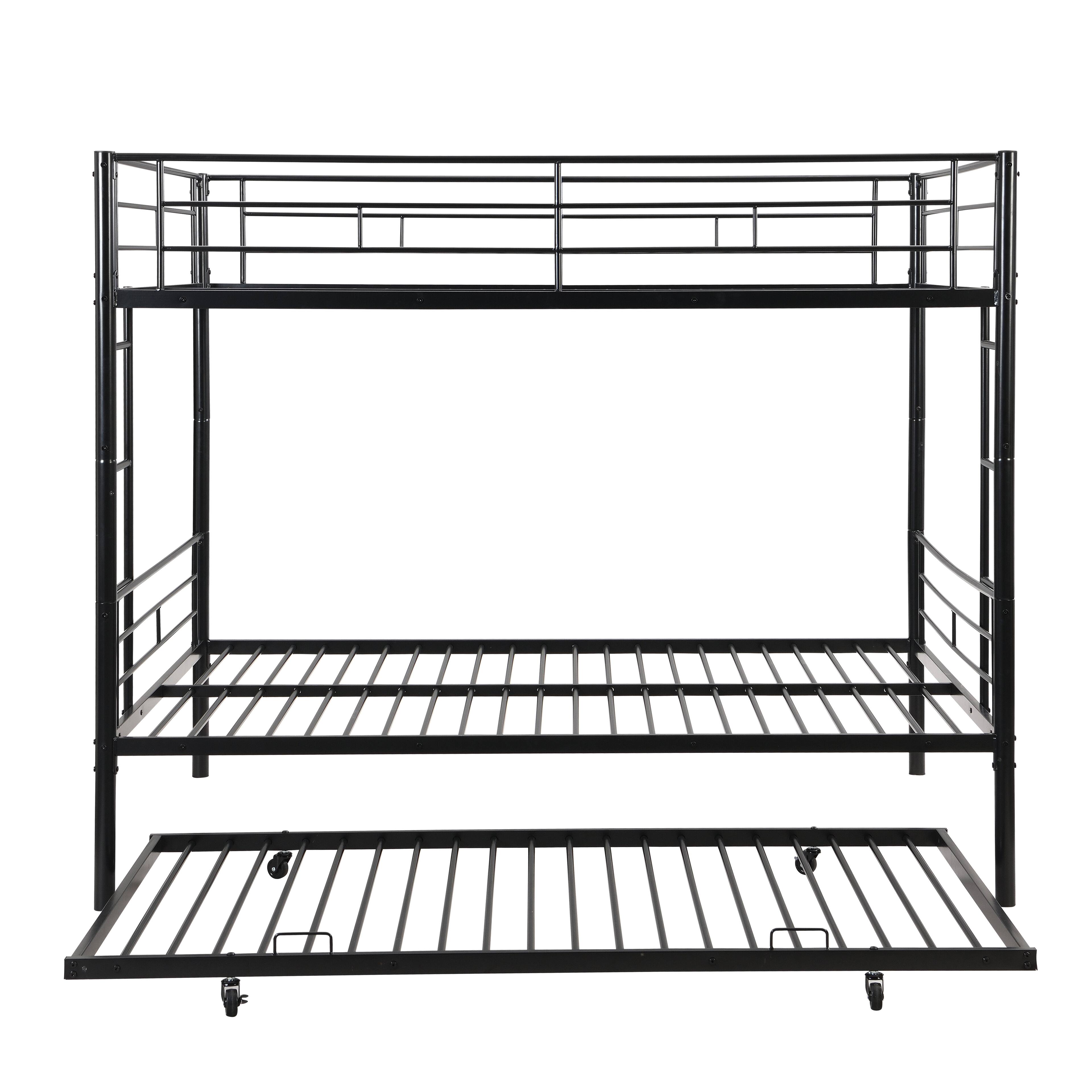 Alt View 7. Boyel Living - Full Over Full Metal Bunk Bed with Trundle – No Box Spring Needed - Black.