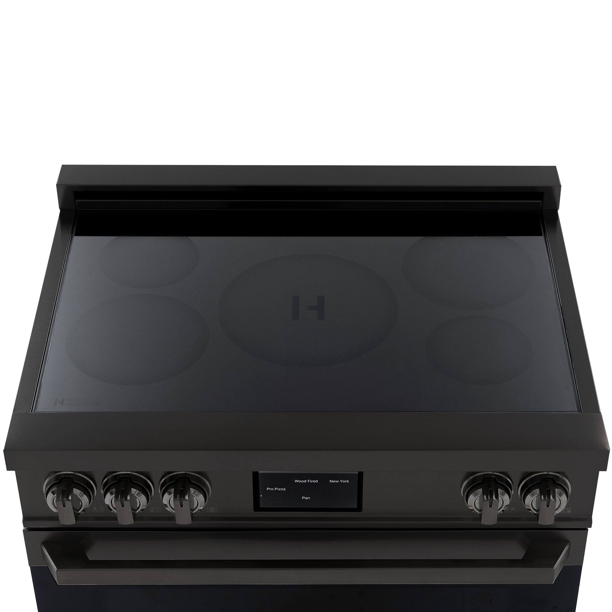 Alt View 4. Induction Hardware - Professional 36 Inch Induction Range with Convection Oven & Air Fry, 5 Burner Electric Stove, Pizza Stone - Black.