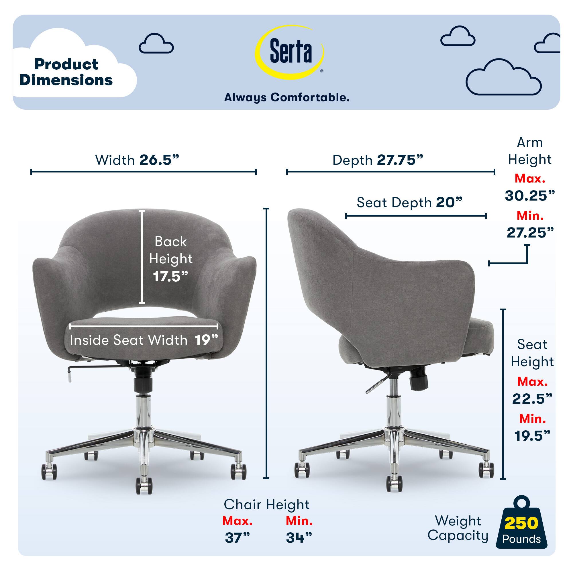 Serta – Valetta Fabric Home Office Chair – Gray/Chrome Sansujyuku sansujyuku.com