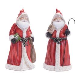 BreeBe - Hooded Terracotta Santa Figurine (Set of 2) - Red, Black