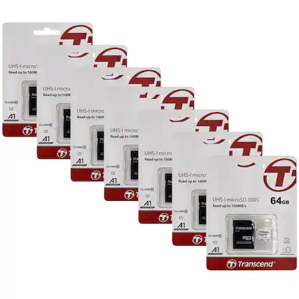 UHS-I micro
Read up to 100M
CLASS C
U A1
UHS-I micro
Read up to 100M
CLASS 7
U A1
UHS-I microSD 300S
64GB
Read up to 100MB/s
Transcend