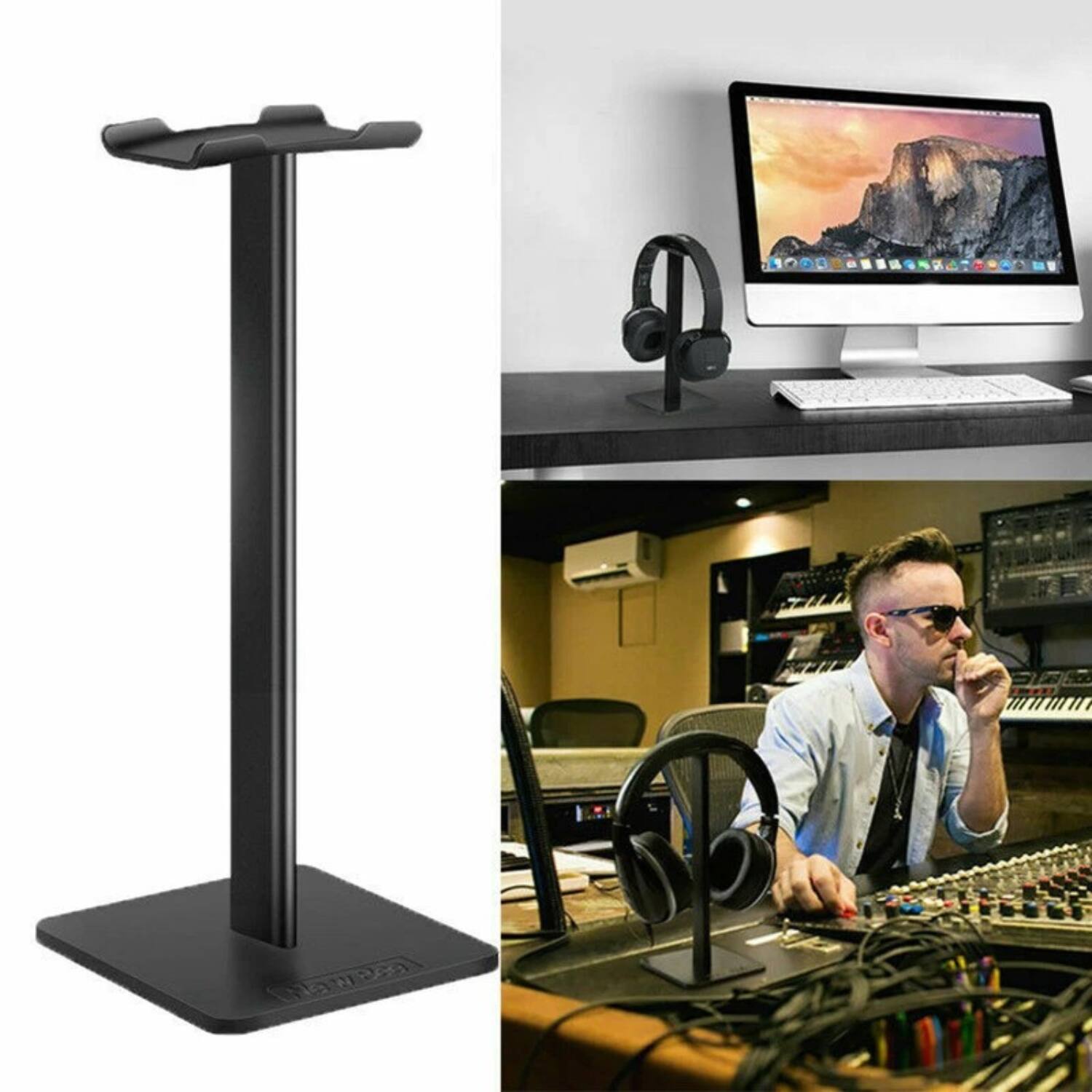 Angle. Stock Preferred - 2x Aluminum Earphone Headset Stand Holder - Black.