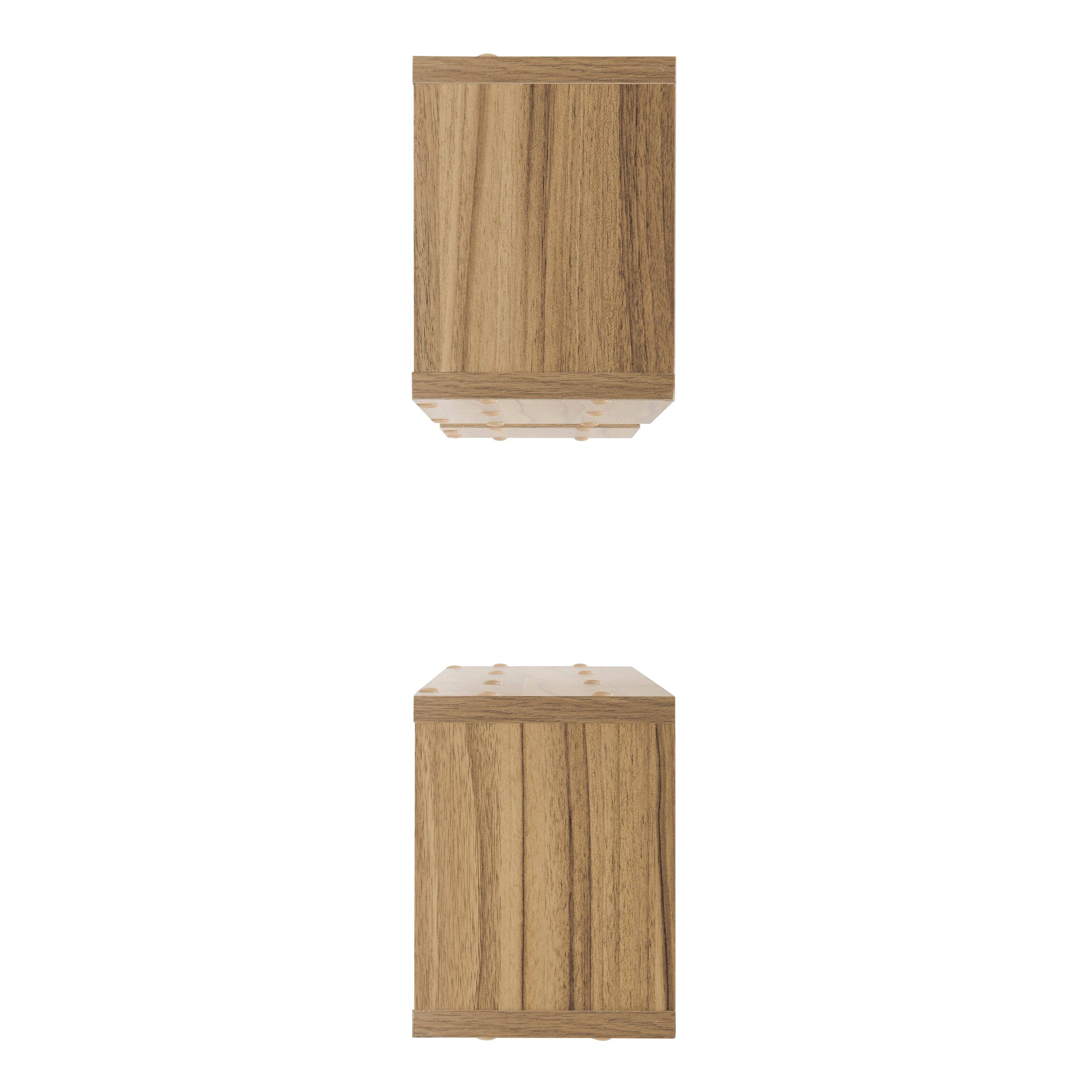 Alt View 10. Danya B - Bauhaus Floating Geometric Cubby Wall Shelves - Set of 3 Sizes - Chestnut - Chestnut.