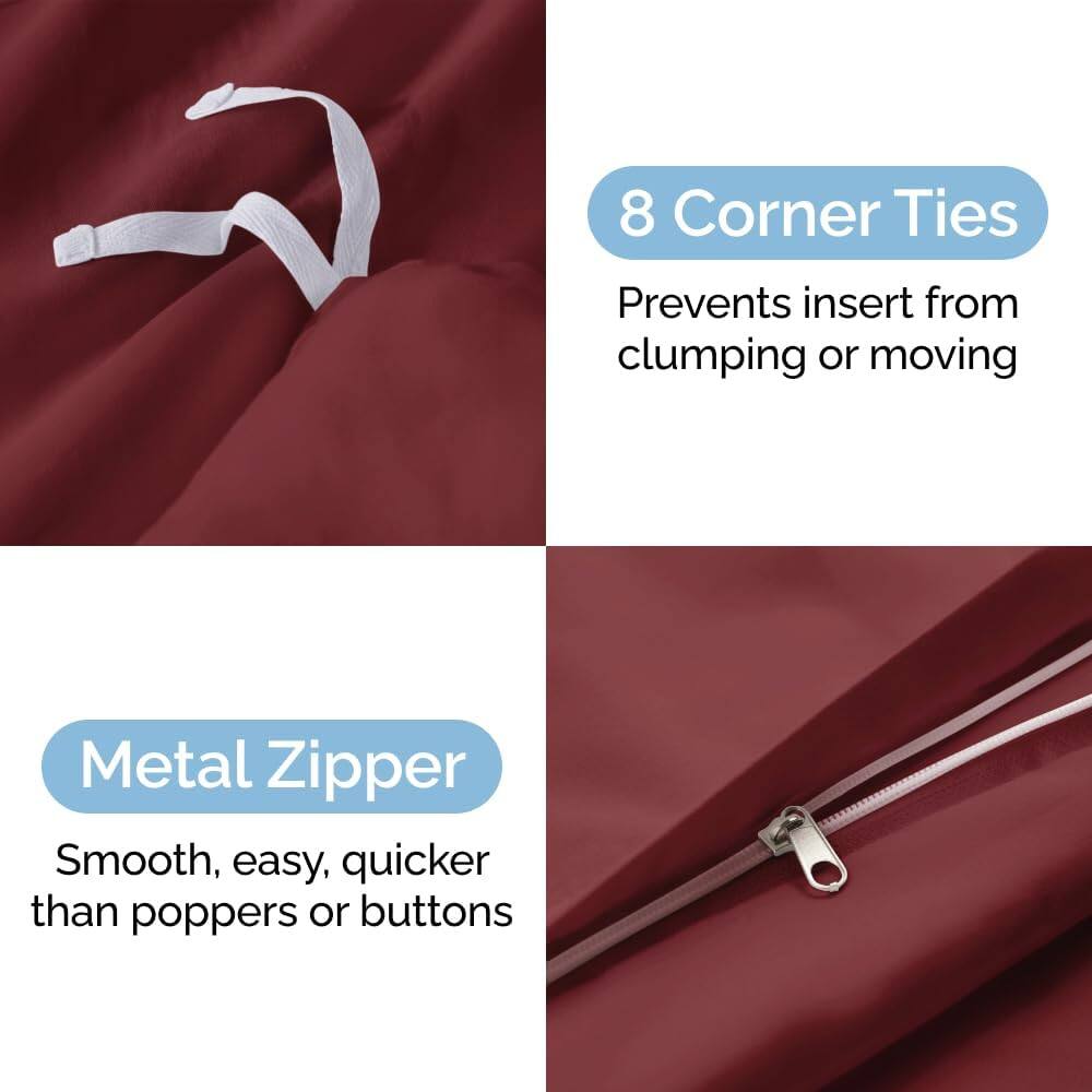 8 Corner Ties  
Prevents insert from clumping or moving  

Metal Zipper  
Smooth, easy, quicker than poppers or buttons