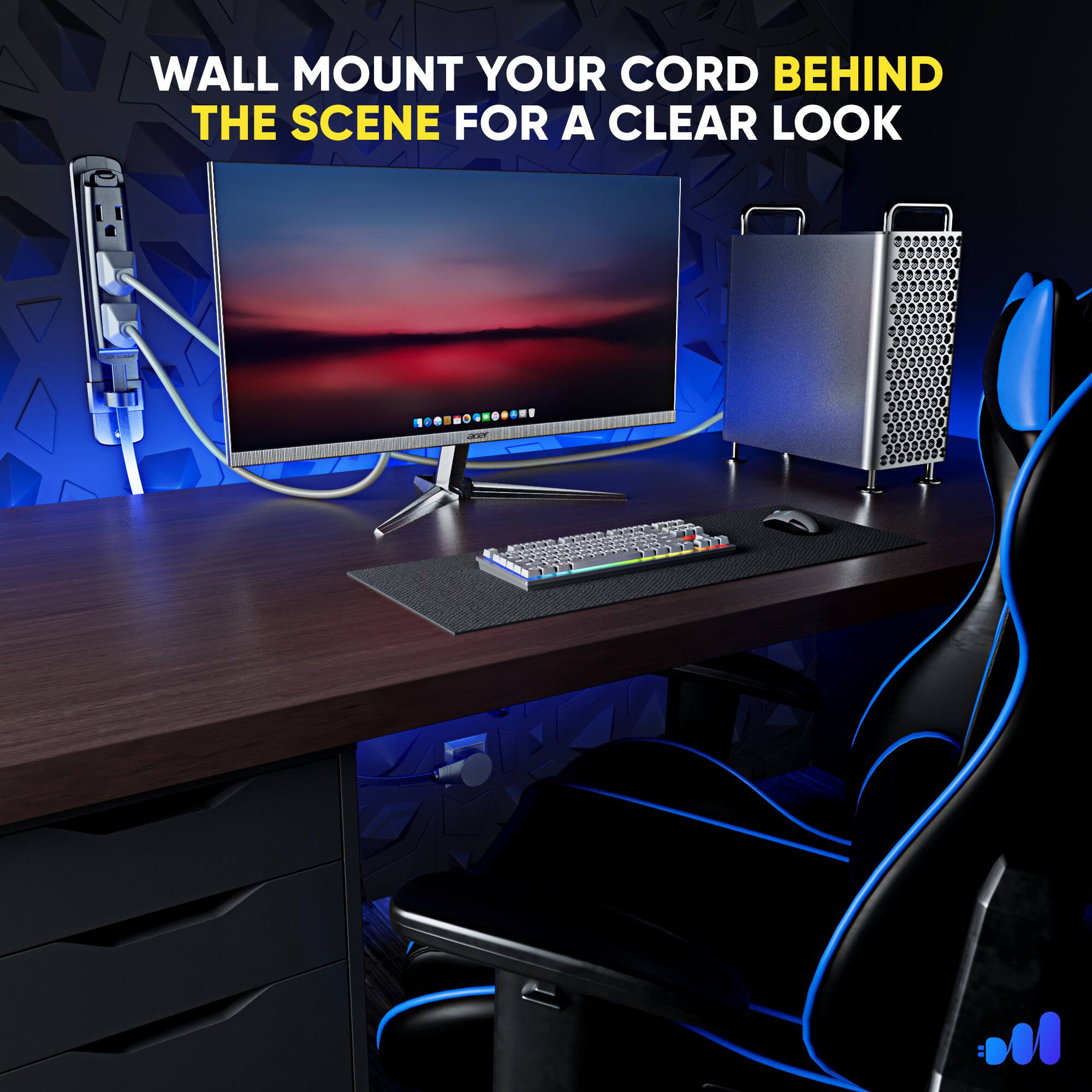WALL MOUNT YOUR CORD BEHIND THE SCENE FOR A CLEAR LOOK