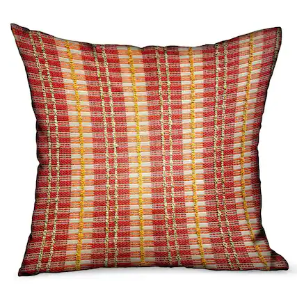 Front. Plutus Brands - Cherry Tassel Stripes Luxury Outdoor Indoor Throw Pillow Double sided 12" x 20" - Orange.
