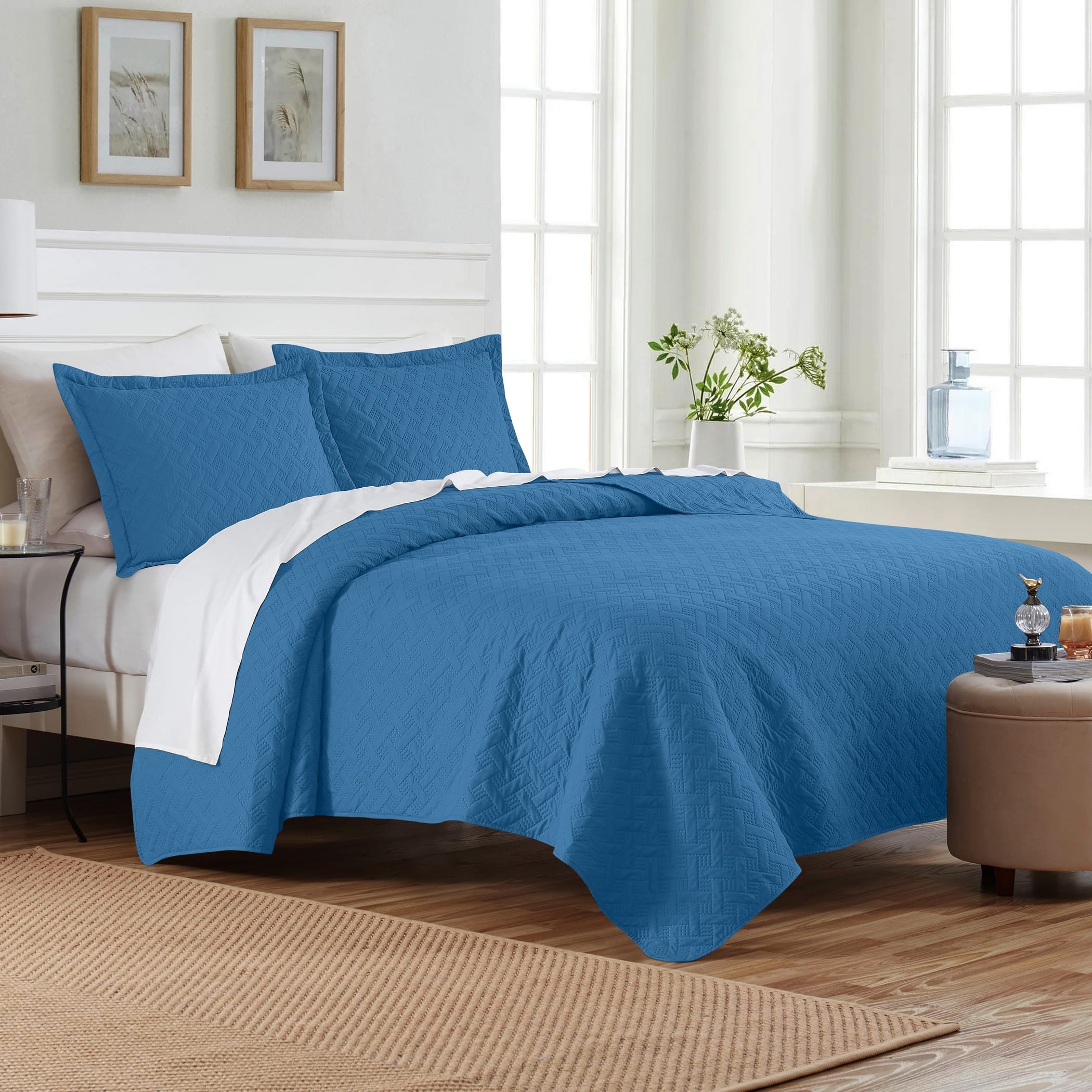 Dan River - 3 Piece Basket Pinsonic 1 quilt 2 shams - Denim price history on PriceWatchPro