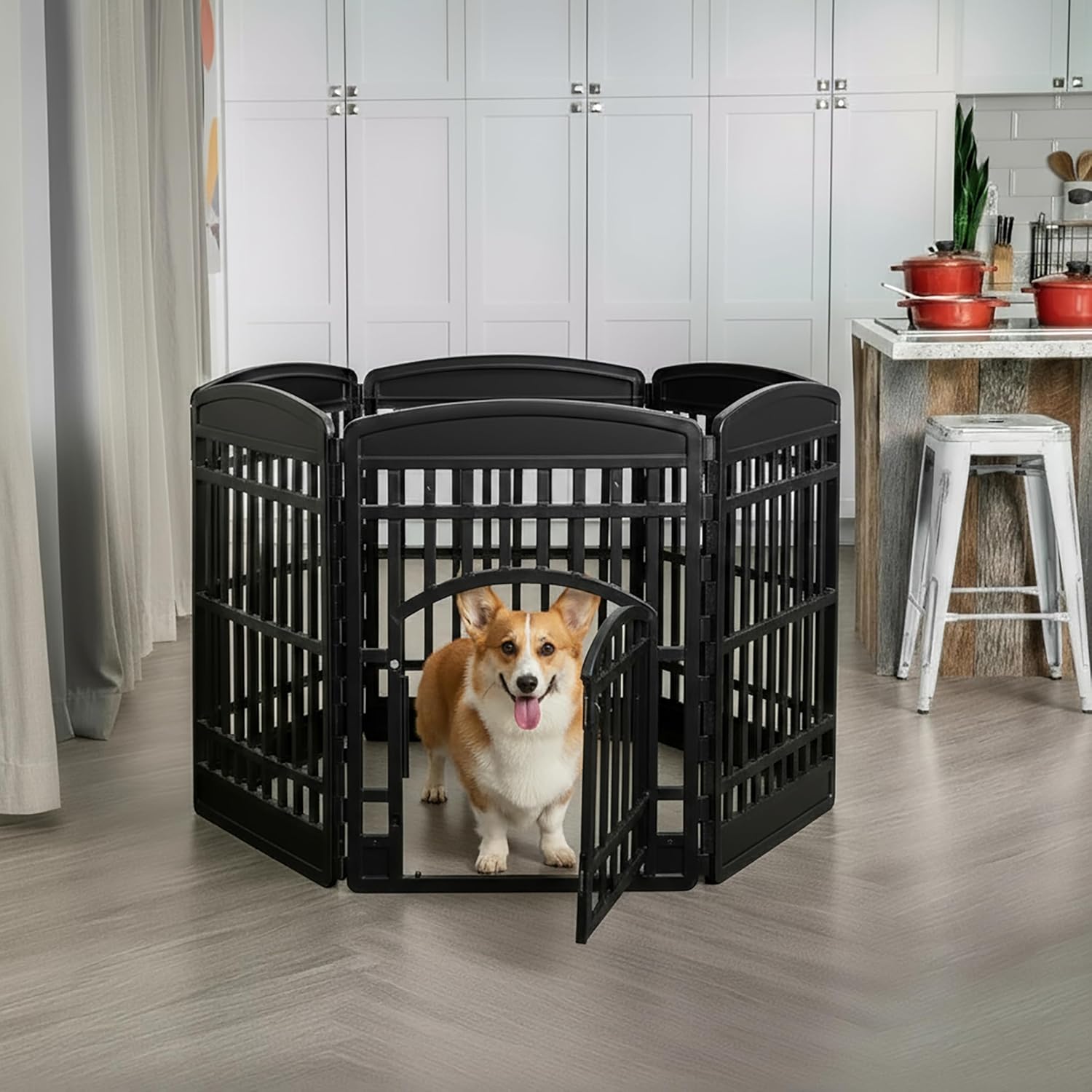 Alt View 6. IRIS USA - IRIS USA 34" 6-Panel Dog Playpen with Door.