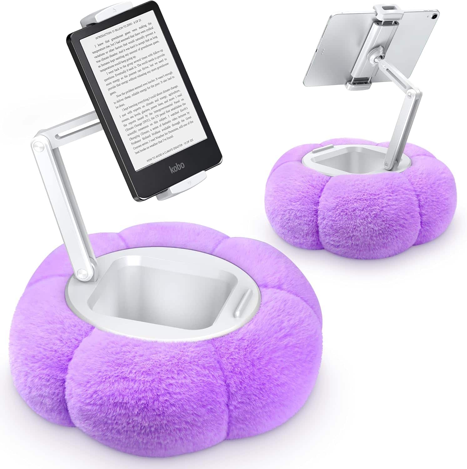 FINEAK - Pumpkin Tablet Pillow Stand with Snack Bowl & Adjustable Viewing - Purple