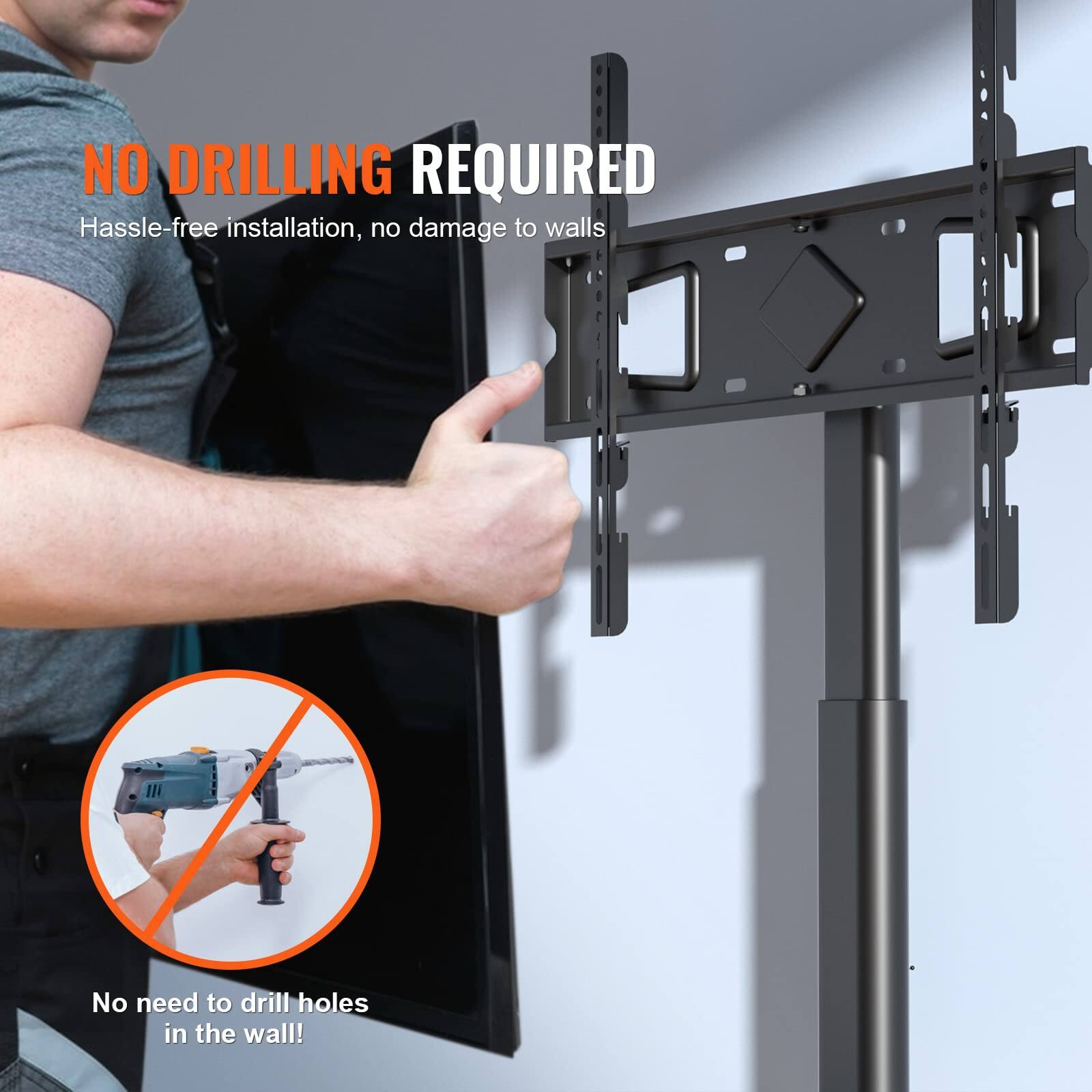 NO DRILLING REQUIRED  
Hassle-free installation, no damage to walls  

No need to drill holes in the wall!