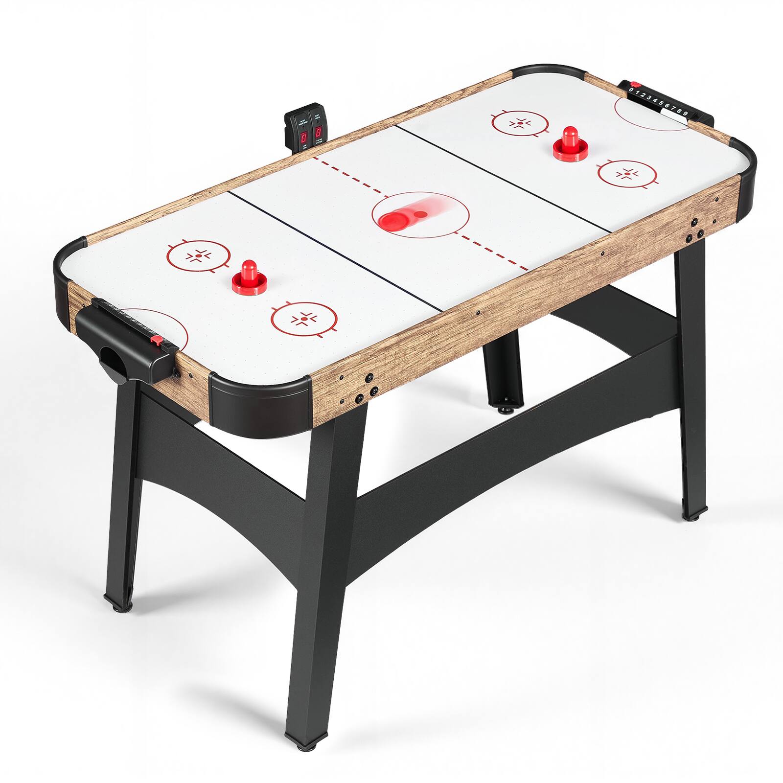 Front. VEVOR - 54" Air Hockey Table with Electronic Scorer & High-powered Blower, for Family Game Room, Basements and Home Air Powered - Black.