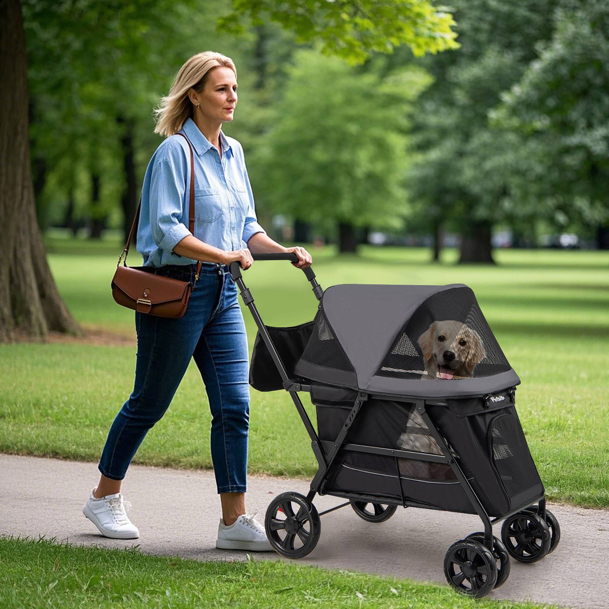Alt View 1. Gymax - Gymax Dog Stroller for Small Medium Dogs w/ Dual Entry Ramp All-Terrain Wheels - Black.