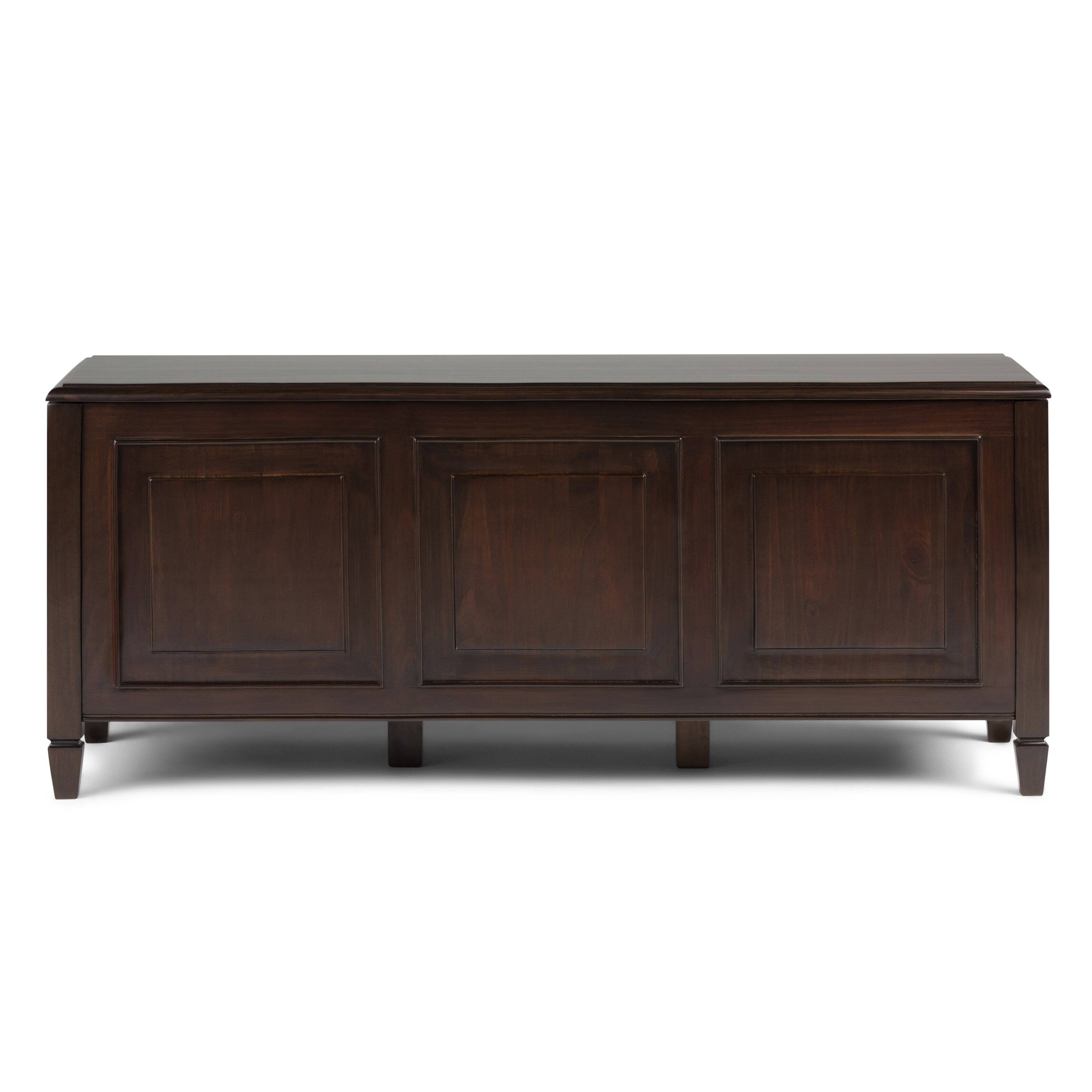 Left. Simpli Home - Connaught Solid Wood 51 inch Wide Storage Bench Trunk and 40 inch Wide Storage Cabinet in Dark Chestnut Brown - Dark Chestnut Brown.