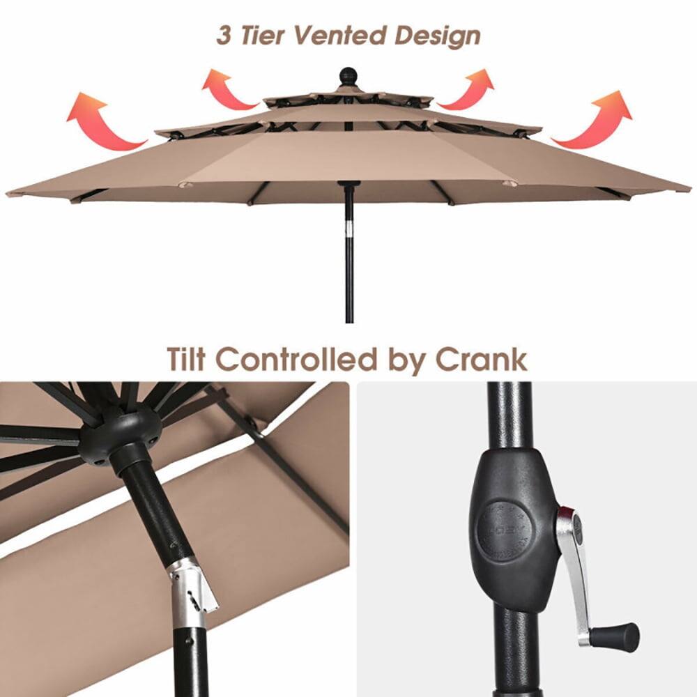 3 Tier Vented Design  
Tilt Controlled by Crank