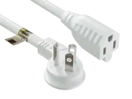Cable Leader - 16 AWG NEMA 5-15P to NEMA 5-15R Ultra Low-Profile Angled Power Extension Cord, Grounded 13A/125V for PC, TV - White