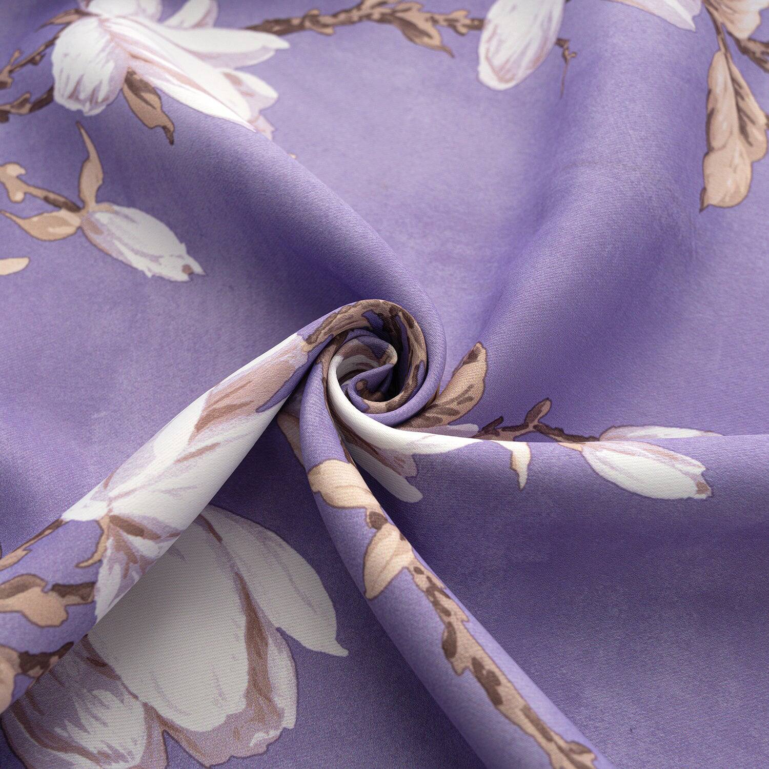 Left. Olivia Gray - Olivia Gray 100% Polyester 200 GSM Blossom Printed Blackout Grommet Curtain Panel 54" x 90" Lilac - Lilac.