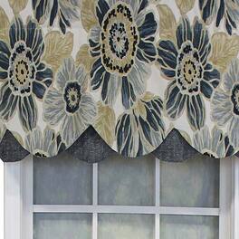 RLF Home - Verona Petticoat Modern Premium Design Printed Valance 3" Rod Pocket 50" x 15" Blue/Gray - Blue gray