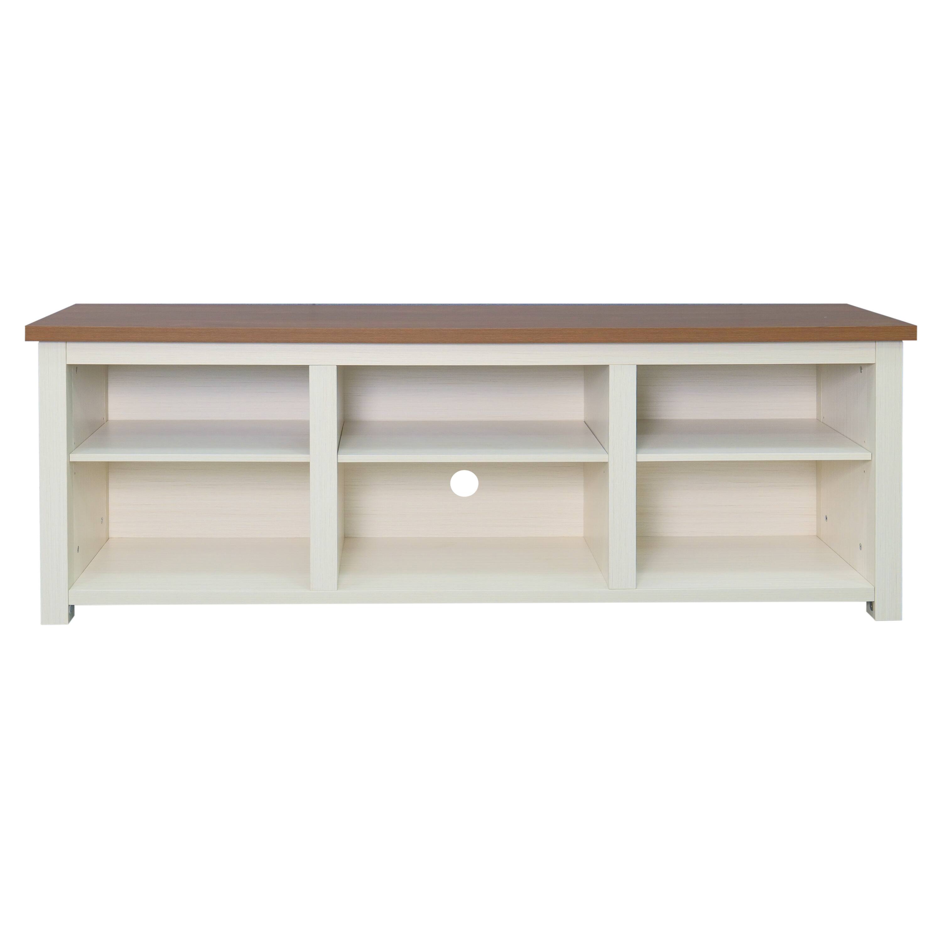 Alt View 7. Emma + Oliver - Sienna Cube Style TV Stand for up to 80" TV's - 65" Media Console with 6 Open Storage Shelves - Walnut Top/White Frame.