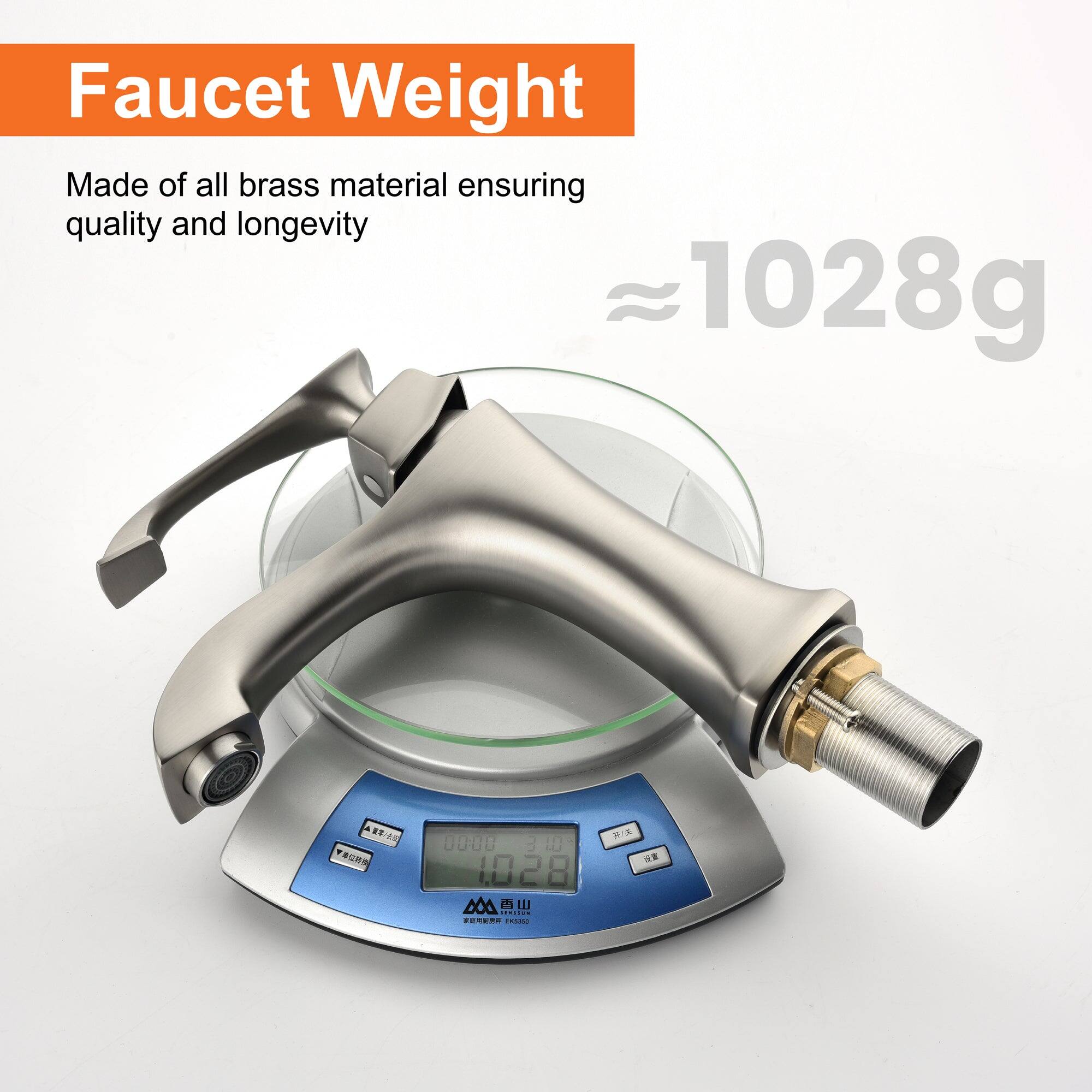 Faucet Weight

Made of all brass material ensuring quality and longevity

≈1028g