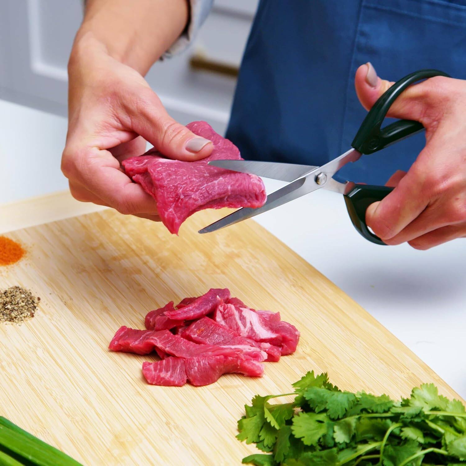 Alt View 5. Escali - Joyce Chen Deluxe Unlimited Kitchen Scissors, 8" w/ Dark Olive Handles - Dark Olive.