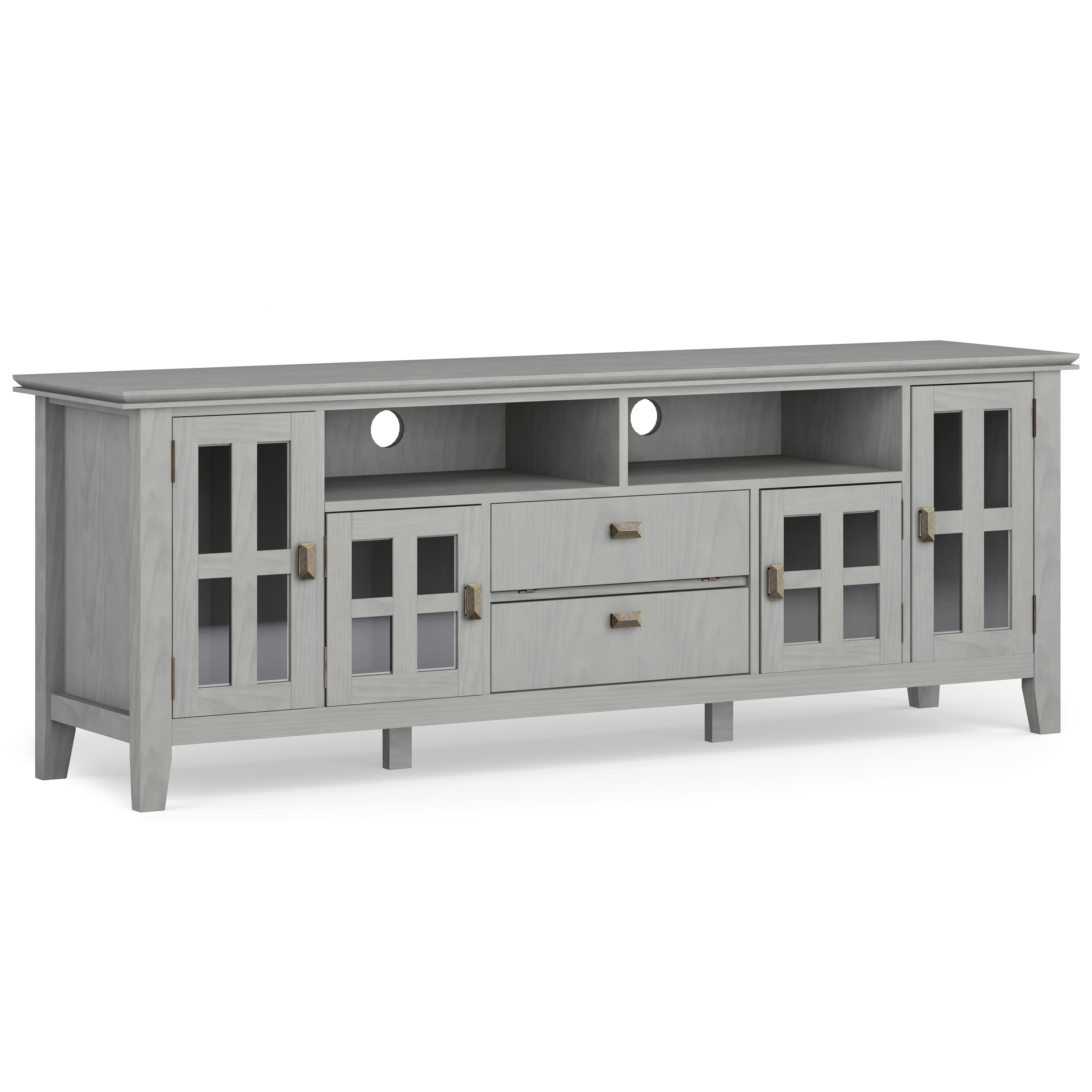 Front. Simpli Home - Artisan SOLID WOOD 72 inch Wide Contemporary TV Media Stand in Fog Grey For TVs up to 80 inches - Fog Grey.
