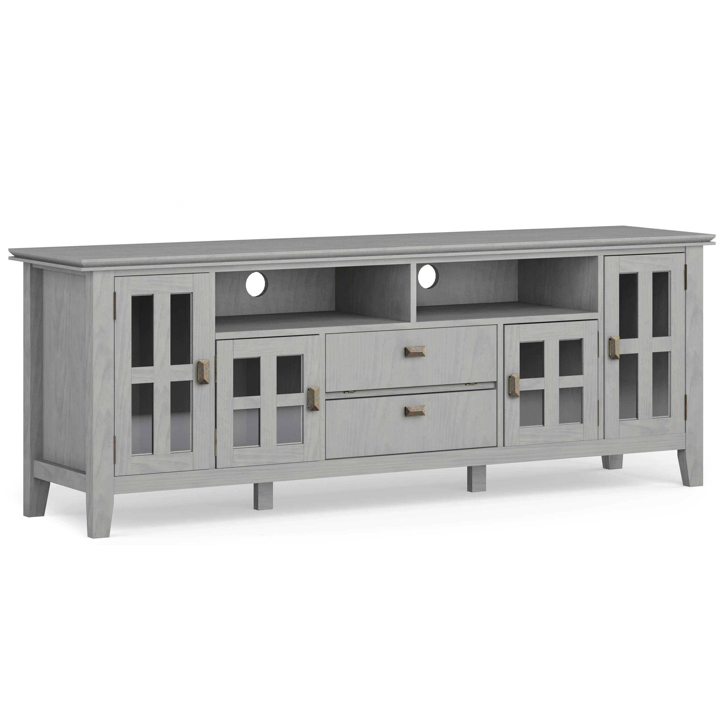 Front. Simpli Home - Artisan SOLID WOOD 72 inch Wide Contemporary TV Media Stand in Fog Grey For TVs up to 80 inches - Fog Grey.