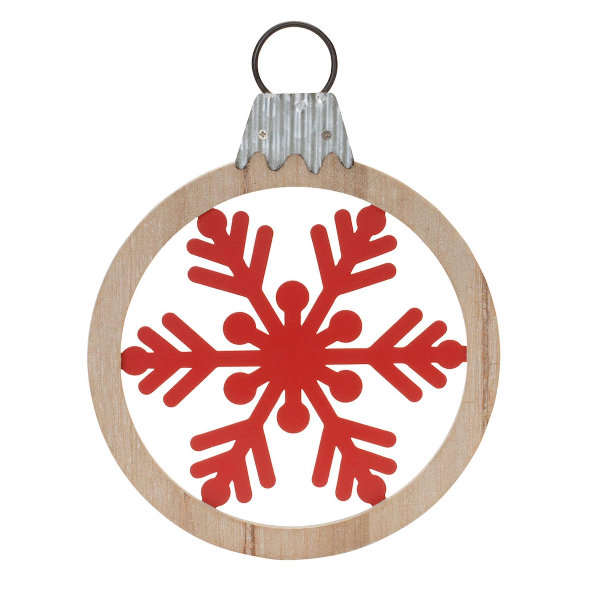 Front. BreeBe - Metal Snowflake with Oranment Frame (Set of 6) - Red, Brown.