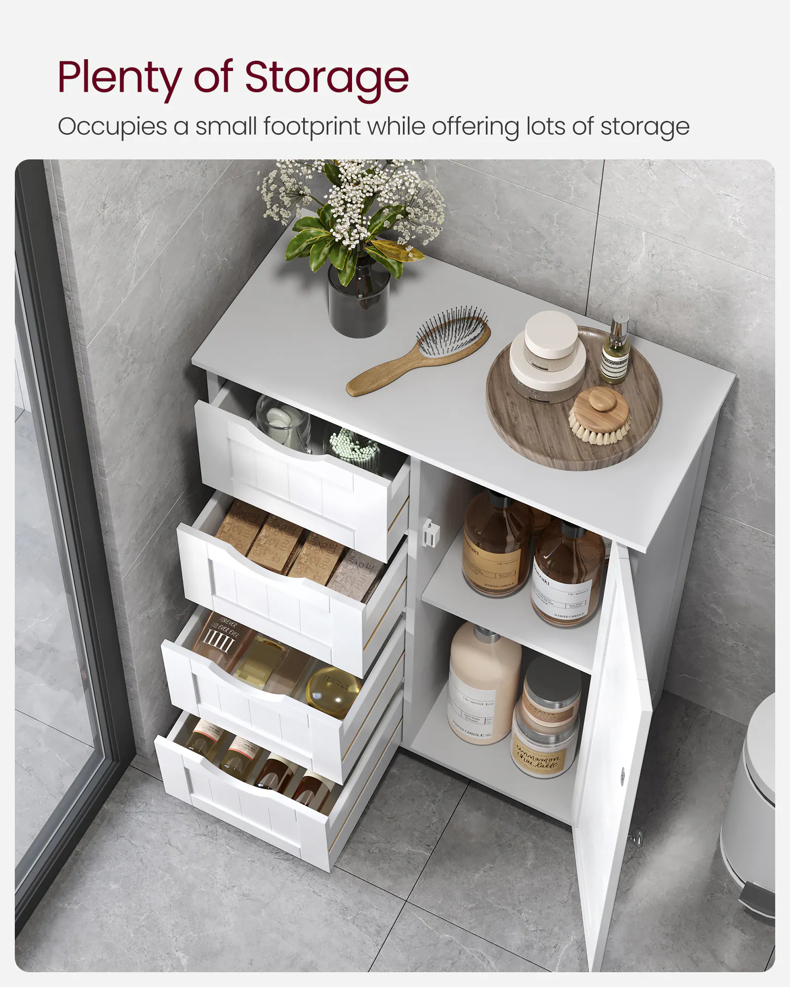 Plenty of Storage  
Occupies a small footprint while offering lots of storage