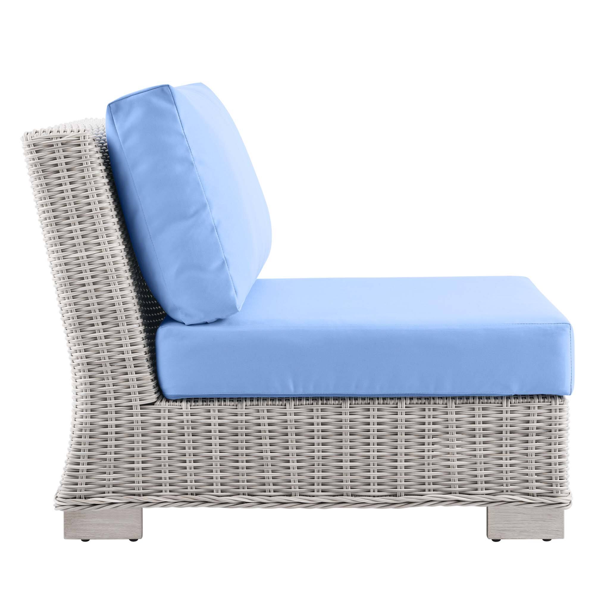 Alt View 1. Modway - Conway Outdoor Patio Wicker Rattan Armless Chair by Modway - Light Gray Light Blue.