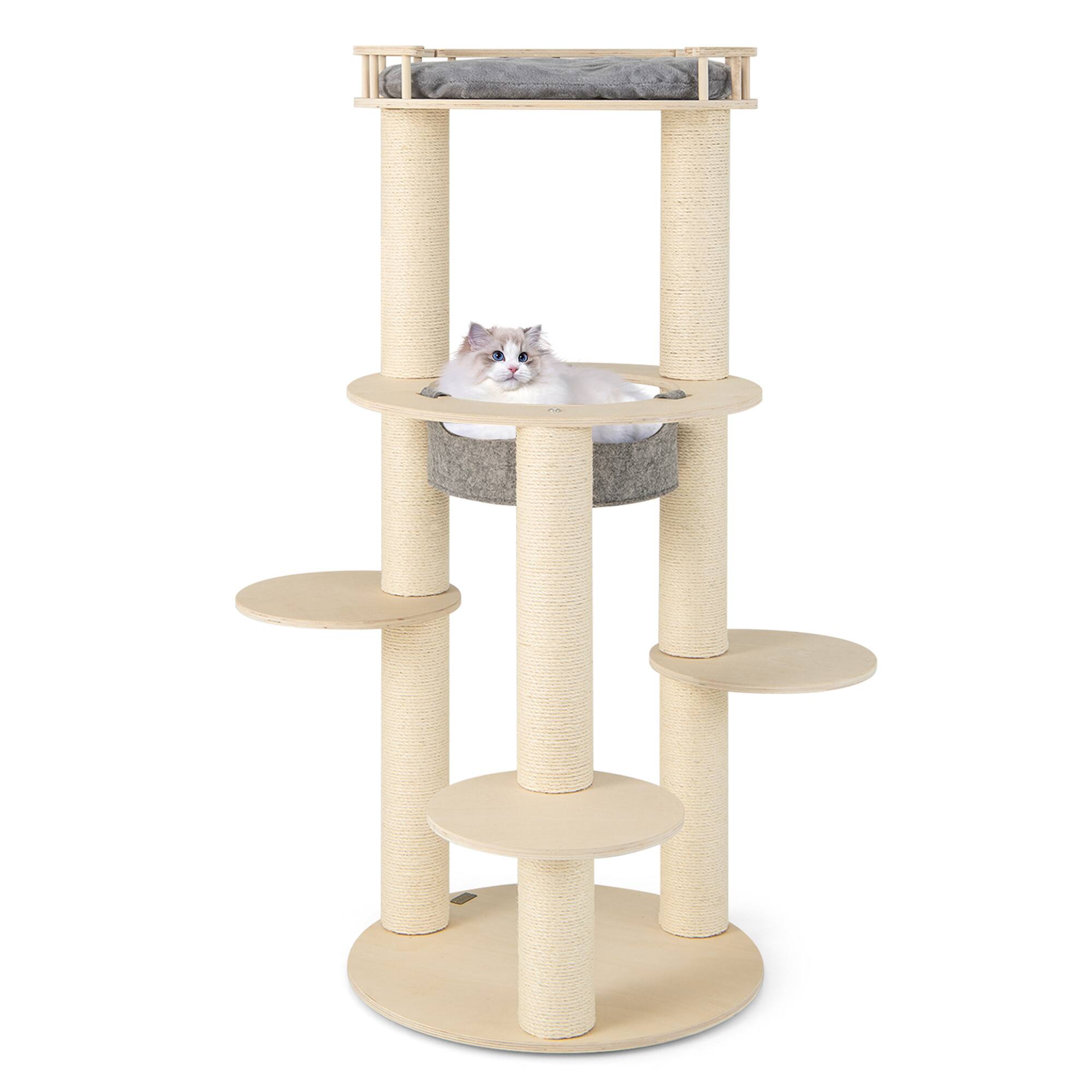 Alt View 9. Gymax - Gymax 6-level Wooden Cat Tree w/ Padded Perch Non-woven Hammock Scratching Posts.