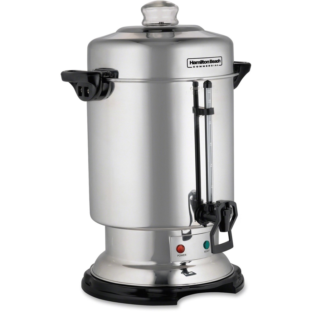 Silver Hamilton Beach D50065 Commercial 60-Cup Stainless-Steel Coffee Urn 