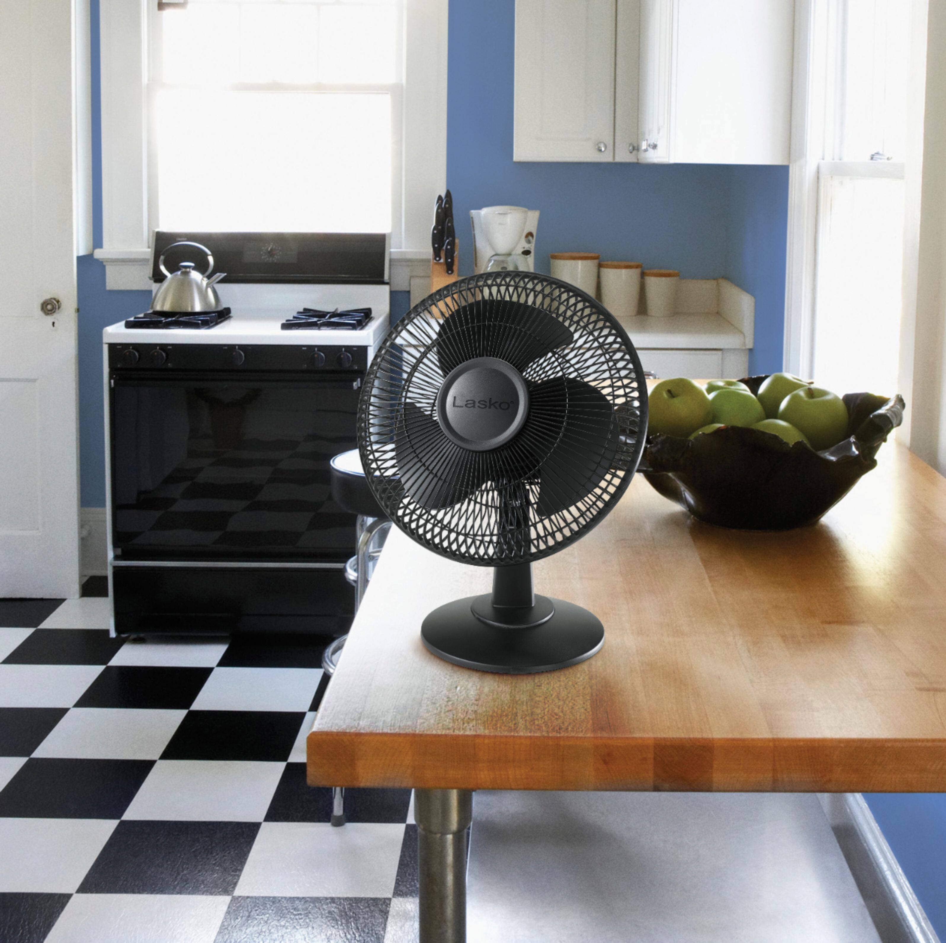 Alt View 13. Lasko - 12 in. Oscillating Personal Table Fan with 3 Speeds - Black.