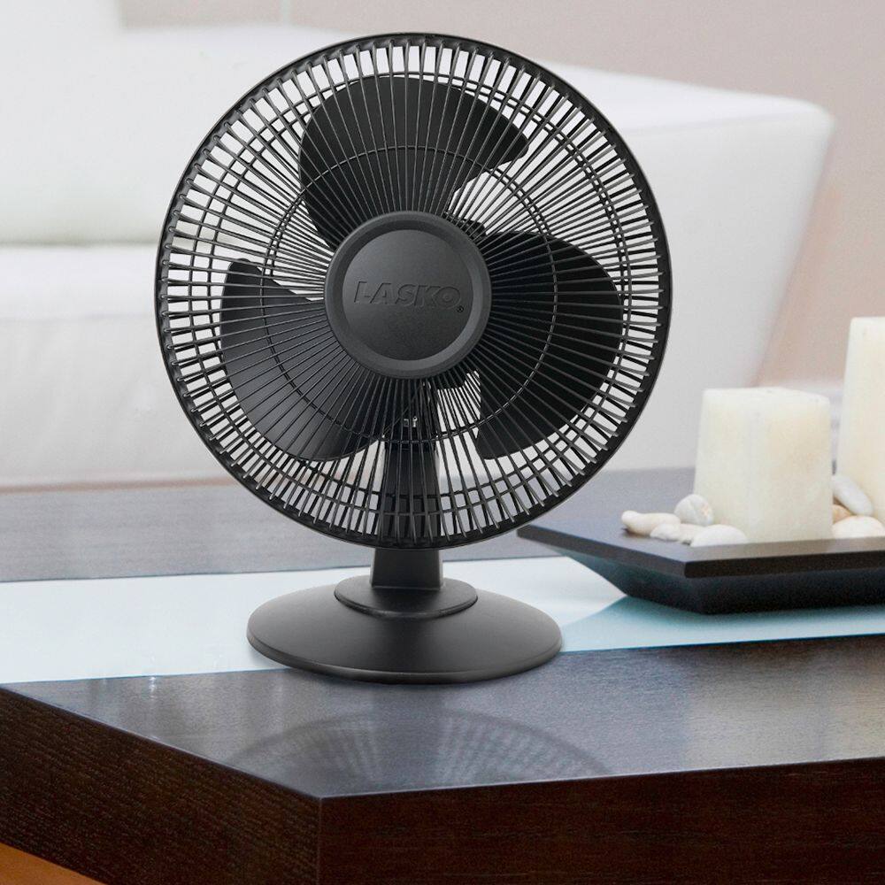 Alt View 18. Lasko - 12 in. Oscillating Personal Table Fan with 3 Speeds - Black.