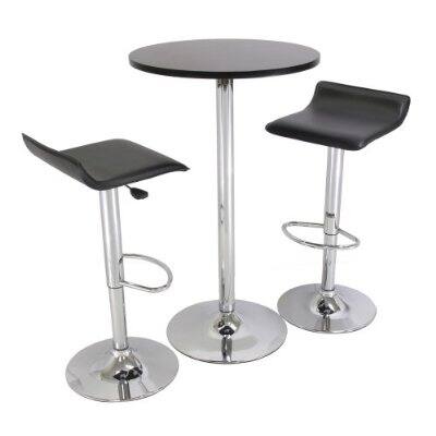 Angle. Hivvago - Set of 2 Modern Air-Lift Adjustable Bar Stools with Black Seat - black.