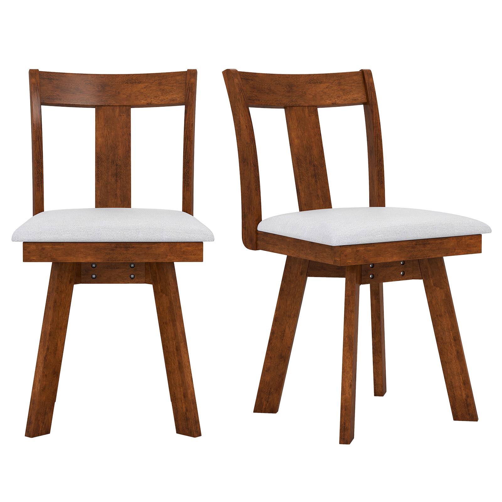 Alt View 9. Gymax - Gymax Swivel Dining Chairs Set of 4 Dining Room Chairs w/ Rubber Wood Frame - Brown.