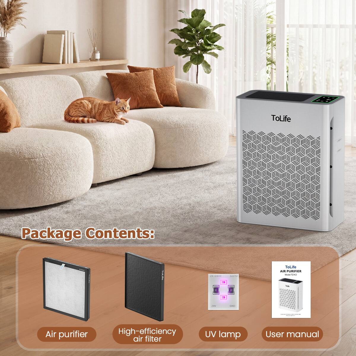 Tolife Air Purifier with Automatic Fan Control and Particle Display ...