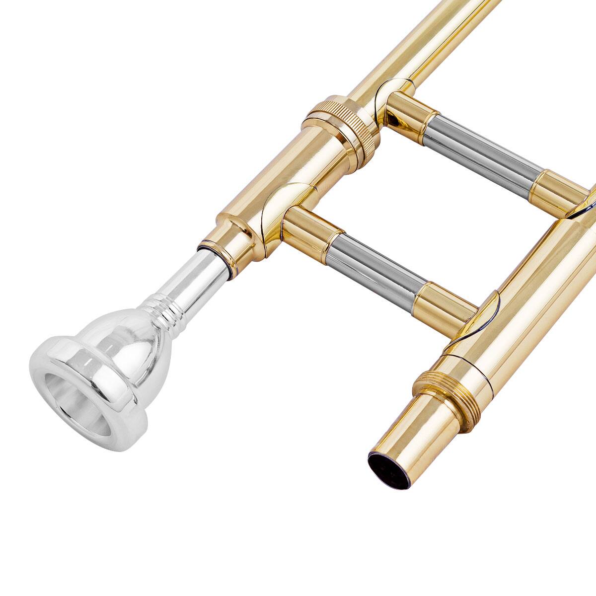 Alt View 7. Costway - Costway B Flat Trombone Gold Brass with Mouthpiece Case Gloves for Beginners Students - Gold.