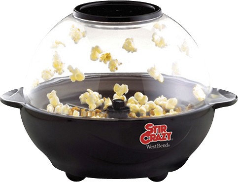  West Bend - Stir Crazy 6-Quart Popcorn Popper - Black/Clear