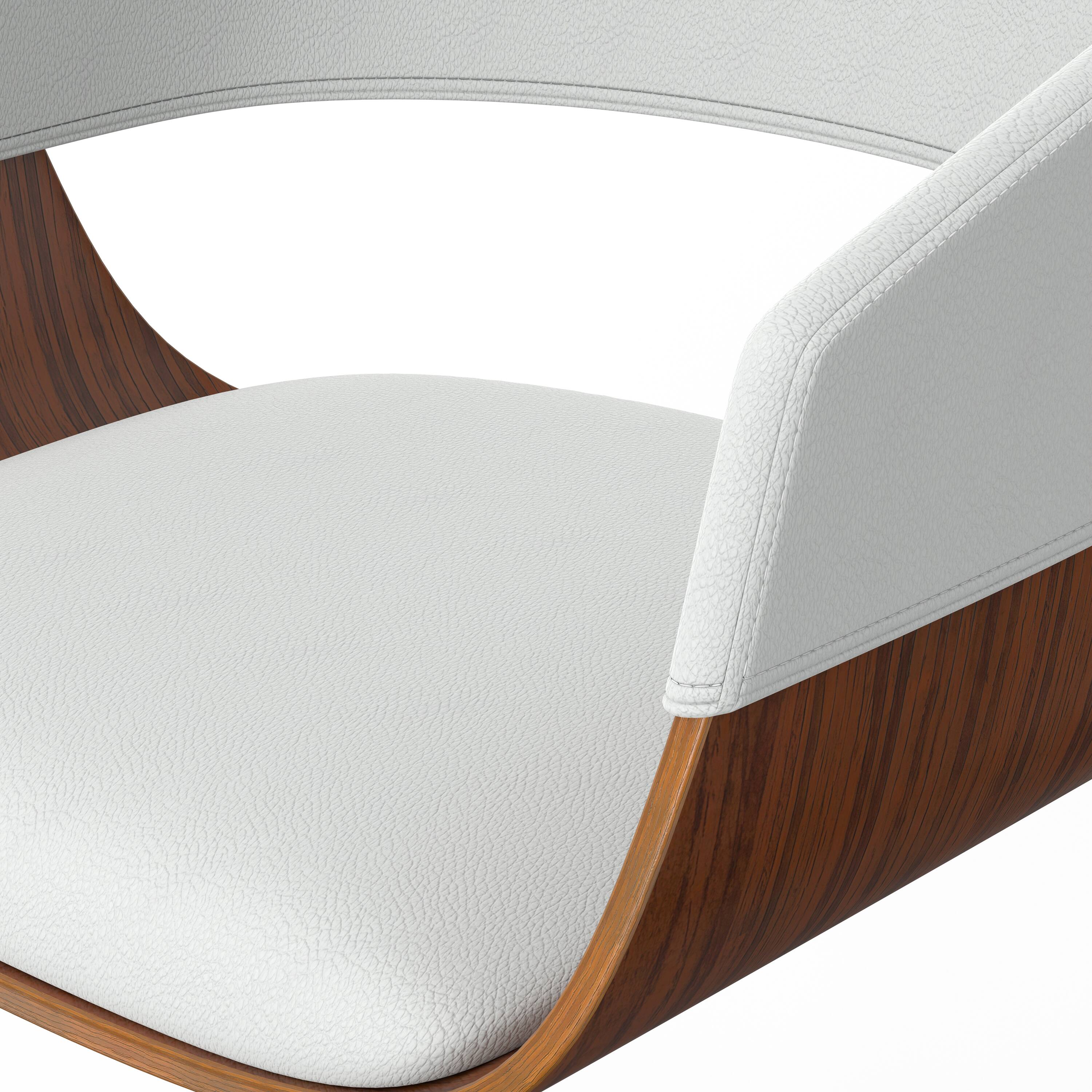 Alt View 5. Simpli Home - Lowell Mid Century Modern 33 inch Adjustable Swivel Bar Stool in White Faux Leather - White.