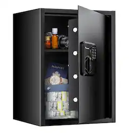 Bonsaii - 1.8 Cubic Feet Home Safe Box - Electronic Keypad, Fireproof Bag Included - Large Capacity for Documents, Money, Jewelry - Black