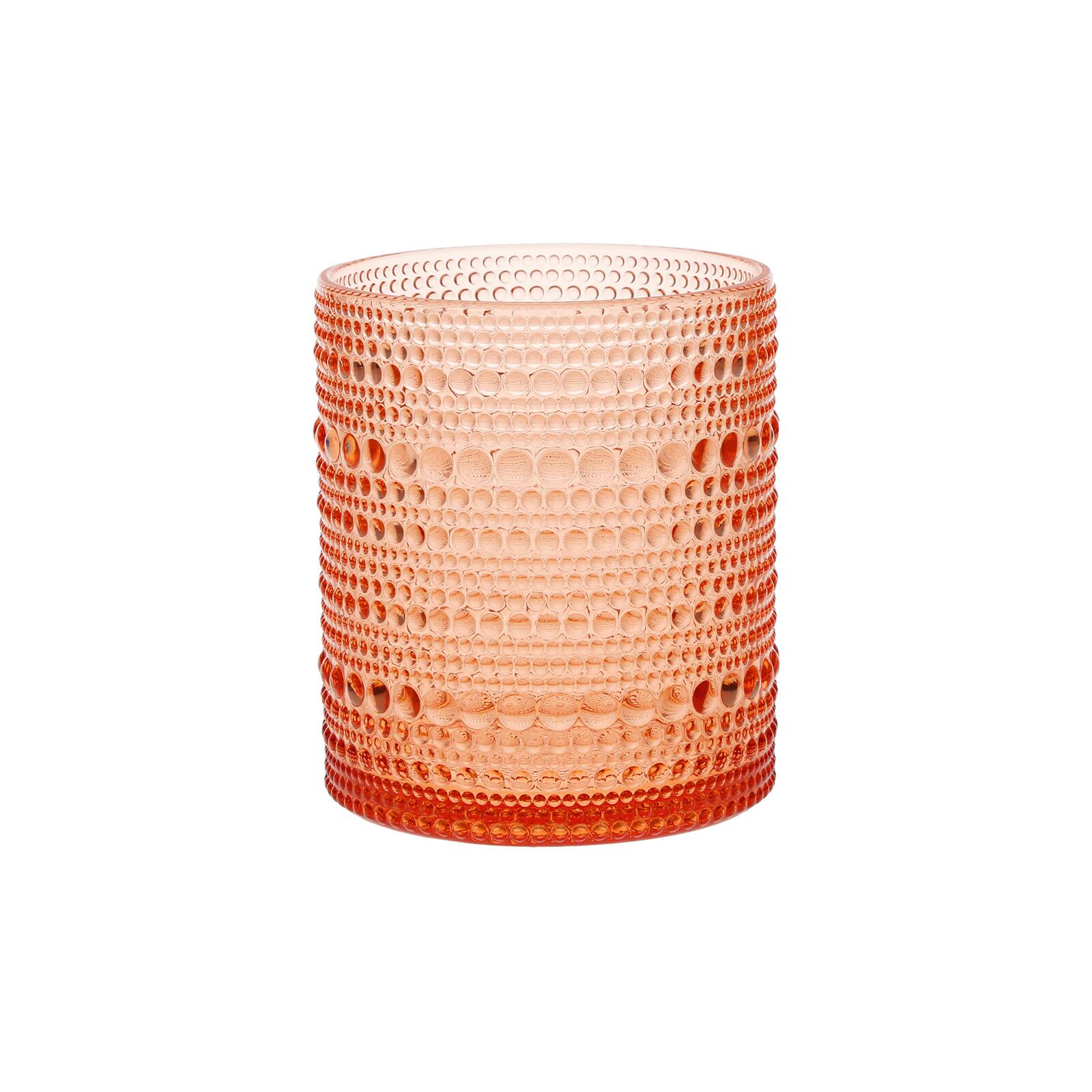 Front. Fortessa - Orbetto Outdoor Double Old Fashioned Beverage Cocktail Glass 4 Pack, 10.5 ounce, Coral Blush - Coral Blush.
