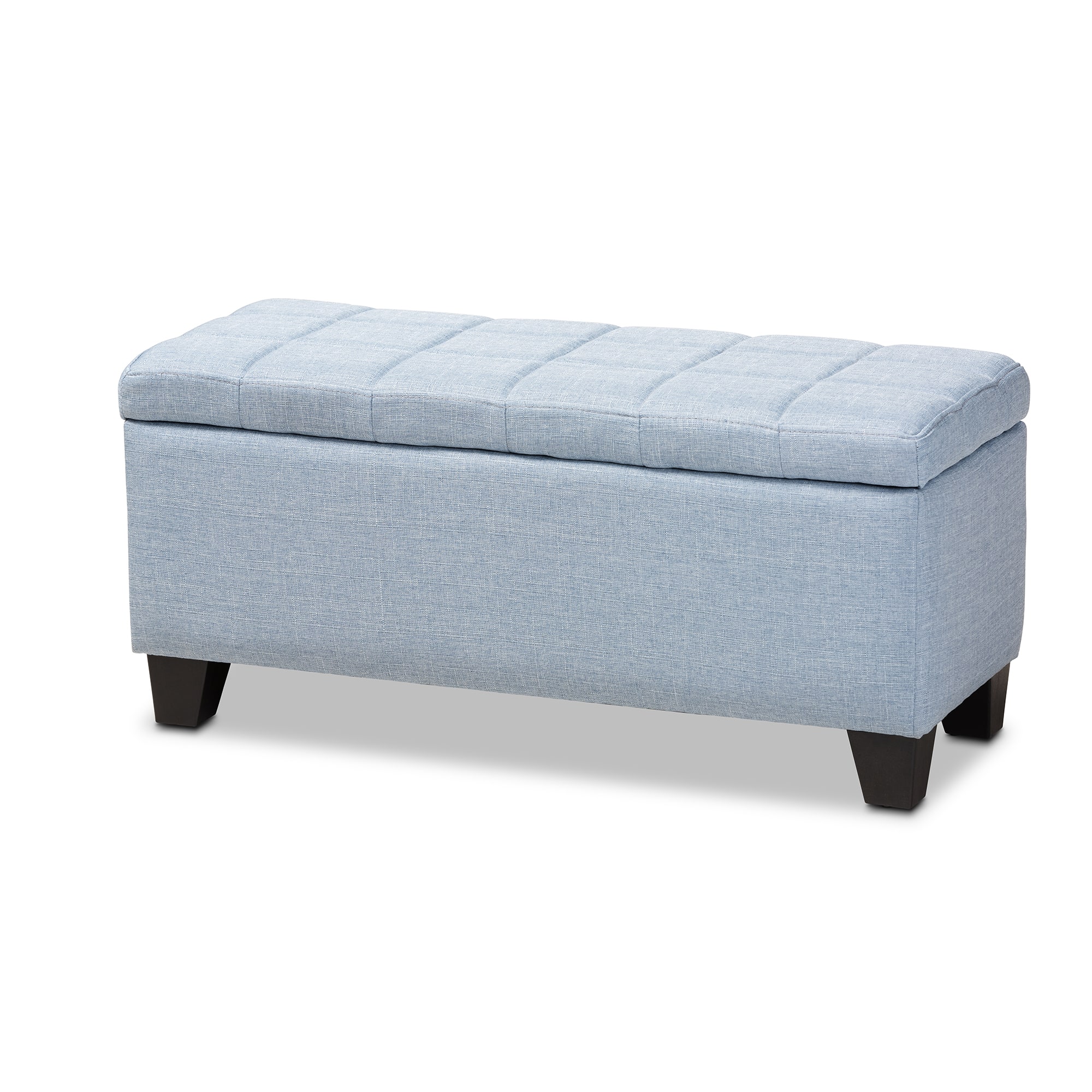 Baxton Studio - Fera Modern and Contemporary Fabric Upholstered Storage Ottoman - Light Blue