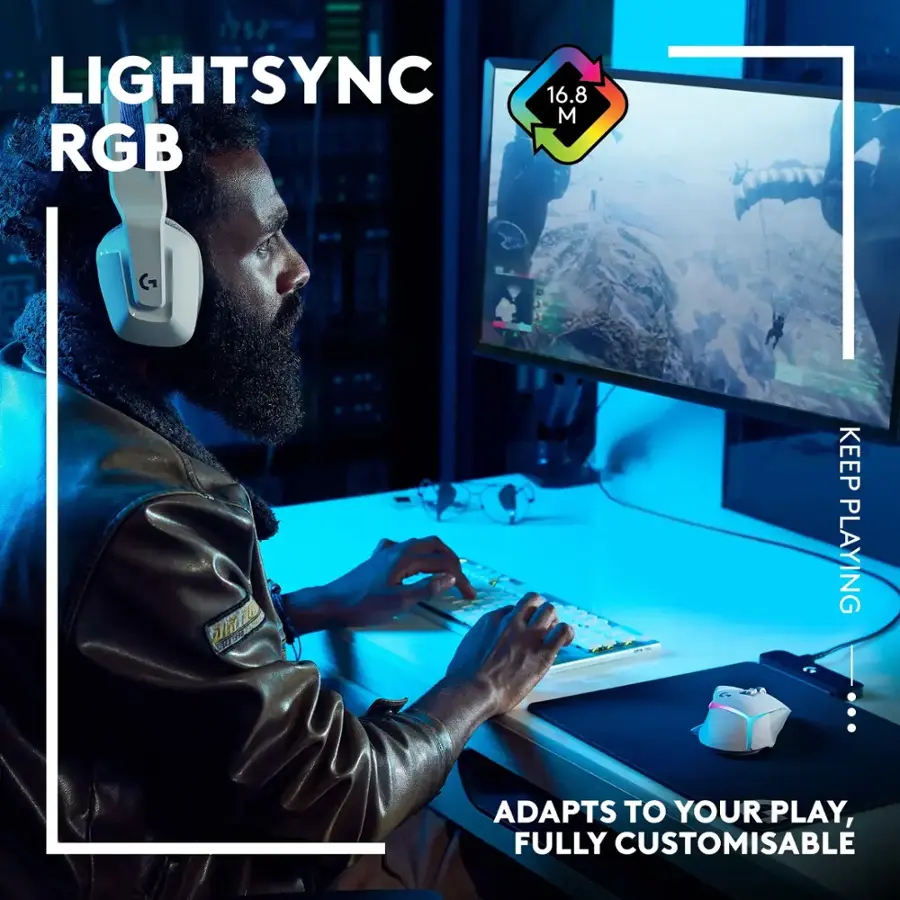 LIGHTSYNC 16.8 M RGB  76   KEEP PLAYING ADAPTS TO YOUR PLAY, FULLY CUSTOMISABLE
