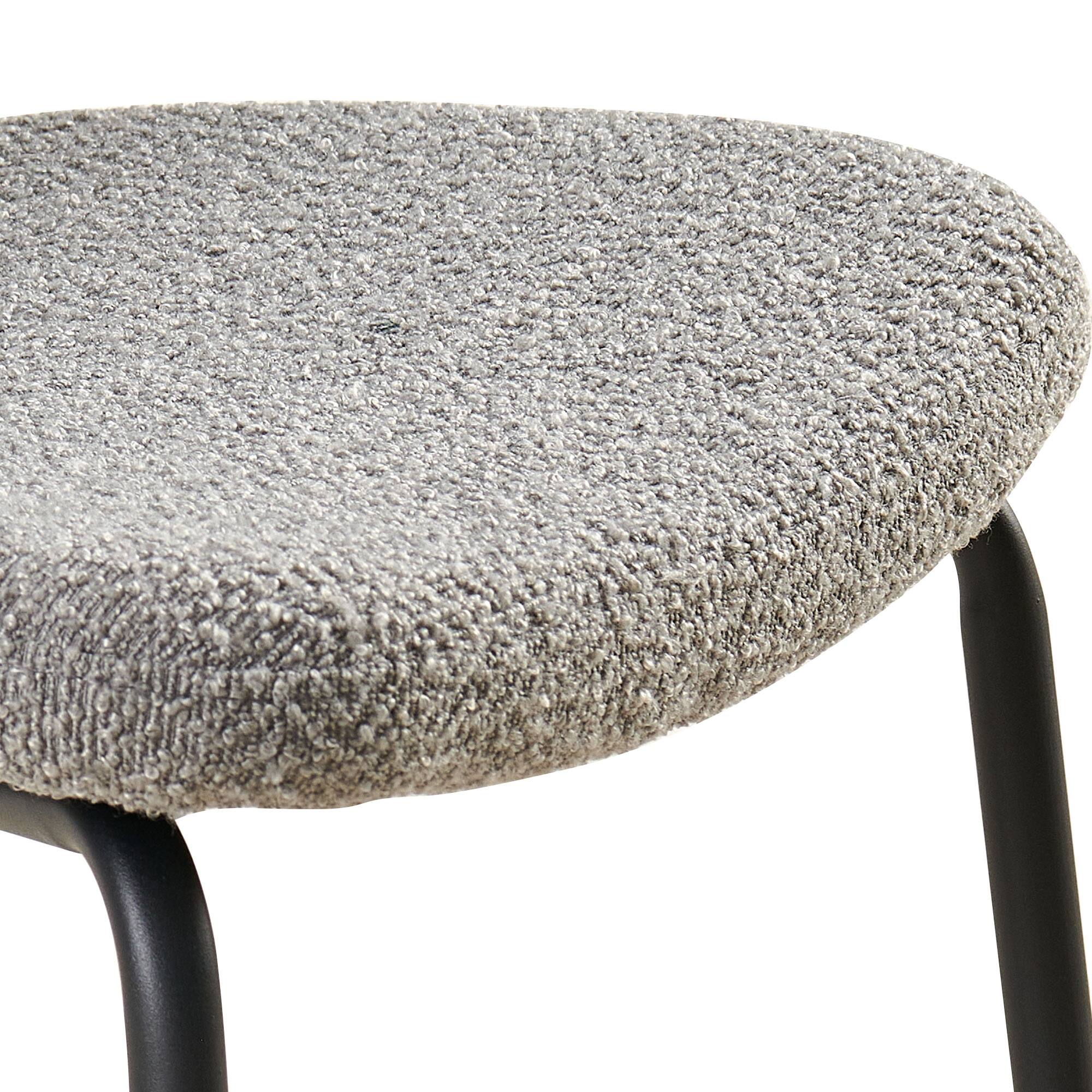 Alt View 9. Lirago - 23 Inch Boucle Fabric Dining Chairs Set of 4 Mid Century Modern Design Curved Backrest Metal Legs - Gray.