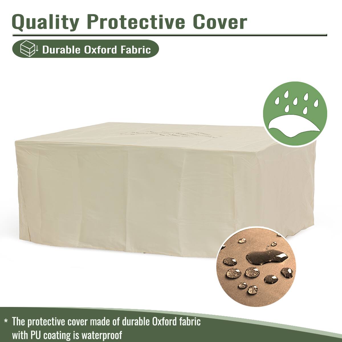 Quality Protective Cover

- Durable Oxford Fabric

* The protective cover made of durable Oxford fabric with PU coating is waterproof