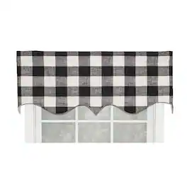 RLF Home - Grande Check Regal Style 3" Rod Pocket Valance 50" x 17" - Black