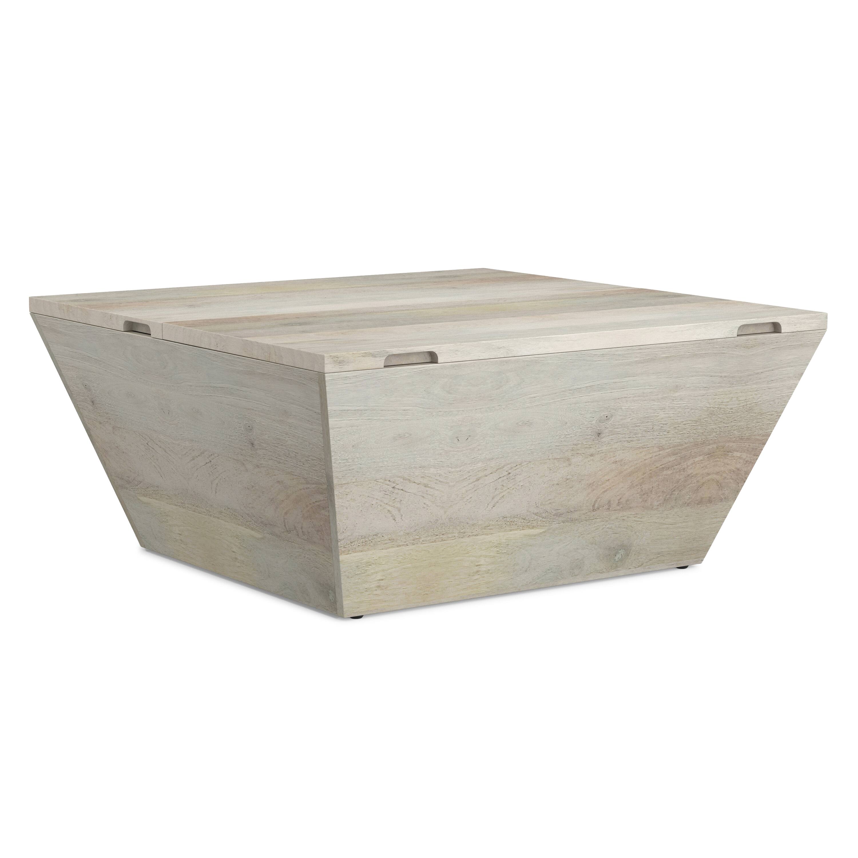 Alt View 2. Simpli Home - Abba 36 inch Wide Solid Mango Modern Lift Top Coffee Table in White Wash - White Wash.