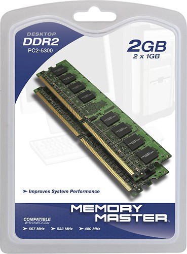 Memory Master - 2-Pack 1GB PC2-5300 DIMM Desktop Memory Kit