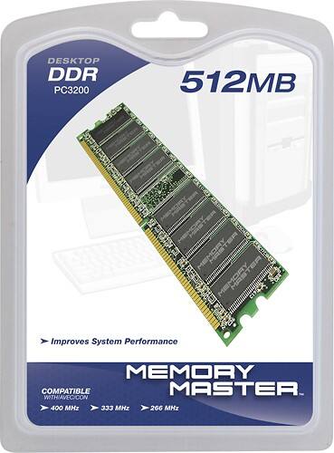 Front Standard. Memory Master - 512MB PC-3200 DIMM Desktop Memory.